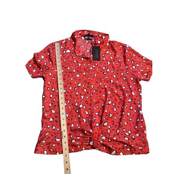 W5 Concepts Button-Up Shirt Women Size  XL Leopard Print Short Sleeve Collared - Picture 4 of 4